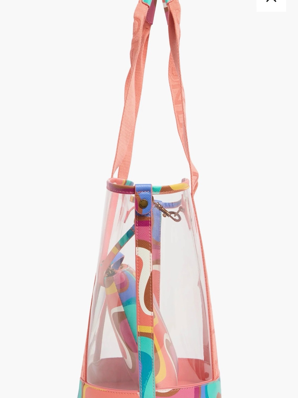 Kurt Geiger Clear Tote with Coral Straps and Colorwave Pouch - Picture 4 of 6